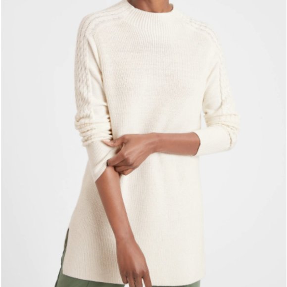 Banana Republic Factory Sweaters - NWT White Banana Republic Cabled Sweater T…